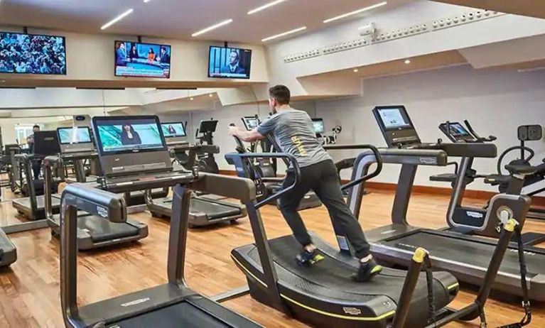 Fully equipped fitness center at the Rome Cavalieri, A Waldorf Astoria Hotel.