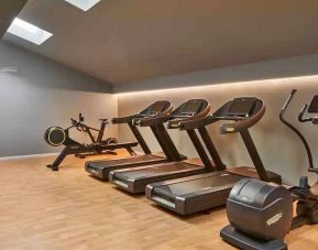 Fitness center with treadmills at the DoubleTree by Hilton Trieste.