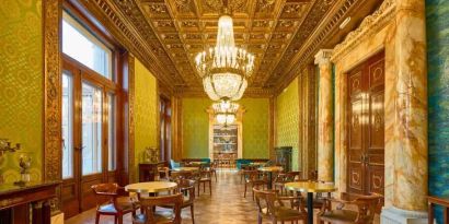 Dining area perfect as workspace at the DoubleTree by Hilton Trieste.