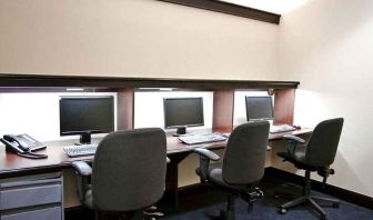 professional business center with PC, phone, work desks, and printer ideal for working remotely at DoubleTree by Hilton Hotel Downtown Wilmington - Legal District.