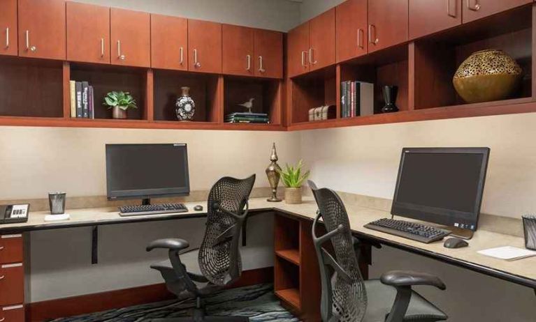 dedicated business center with workspace, PC, internet, and printer at Hilton Garden Inn Troy.