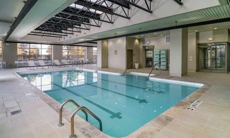 olimpic size indoor pool ideal for swimming laps at Embassy Suites by Hilton Detroit Troy Auburn Hills.