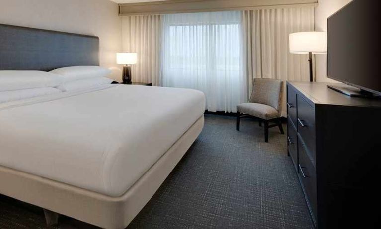 delux king room with TV at Embassy Suites by Hilton Detroit Troy Auburn Hills.