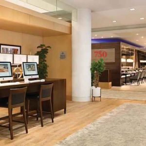 dedicated business center with PC, work desk, and printers at Hilton San Francisco Financial District.