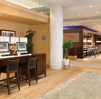 dedicated business center with PC, work desk, and printers at Hilton San Francisco Financial District.