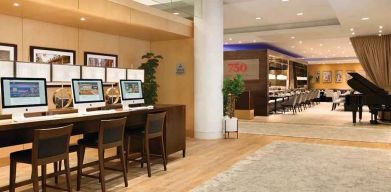 dedicated business center with PC, work desk, and printers at Hilton San Francisco Financial District.