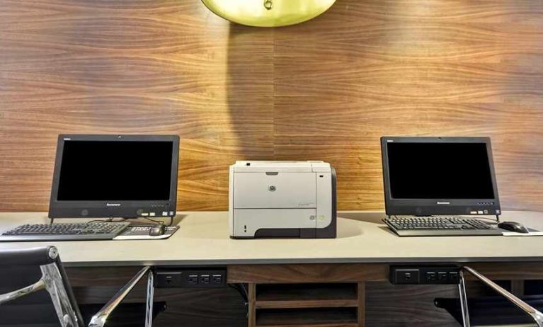 dedicated business center with work desk, PC, internet, and printers at Homewood Suites by Hilton Oakland-Waterfront.