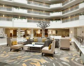 comfortable and spacious lounge and coworking space at Embassy Suites by Hilton Newark Wilmington South.