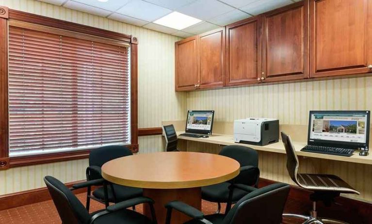 business center with work desk, PC, internet, and printer at Homewood Suites by Hilton Newark-Wilmington South Area.