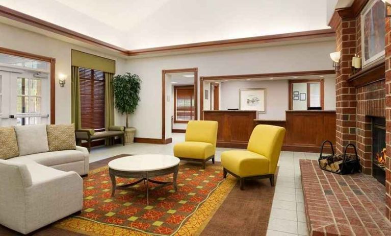 comfortable lobby lounge area ideal for coworking at Homewood Suites by Hilton Newark-Wilmington South Area.