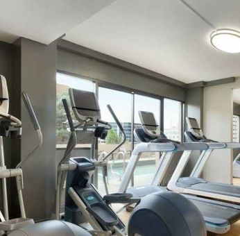 fitness center well equipped for all exercise types at DoubleTree by Hilton Hotel Albuquerque.