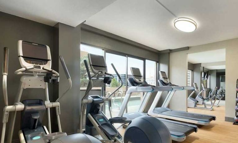 fitness center well equipped for all exercise types at DoubleTree by Hilton Hotel Albuquerque.