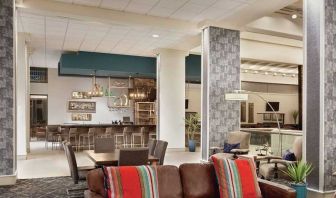 spacious lobby lounge and coworking space at DoubleTree by Hilton Hotel Albuquerque.