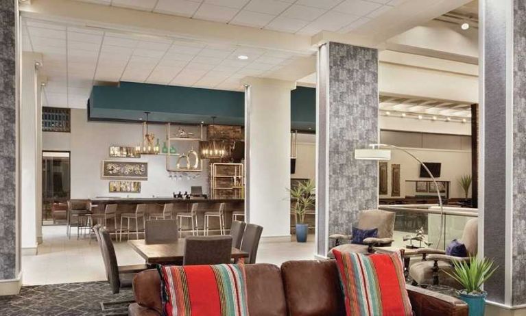 spacious lobby lounge and coworking space at DoubleTree by Hilton Hotel Albuquerque.