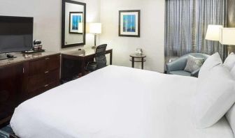 lovely delux king room with TV and business desk at DoubleTree by Hilton Hotel Wilmington.