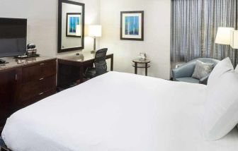 lovely delux king room with TV and business desk at DoubleTree by Hilton Hotel Wilmington.