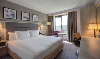 King guestroom with working station at the Hilton Garden Inn Dublin Custom House.