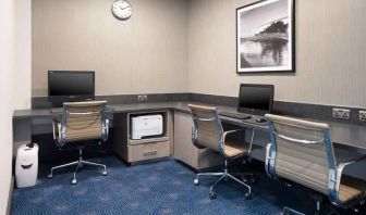 Working station with computers and printer at the Hilton Garden Inn Dublin Custom House.