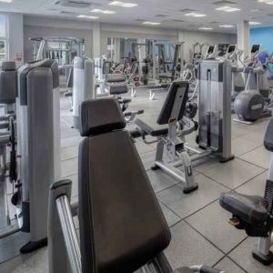 Fully equipped fitness center at the Hilton Belfast Templepatrick Golf & Country Club.