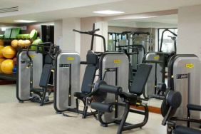 Fitness center with machines at the Hilton Dublin Airport.