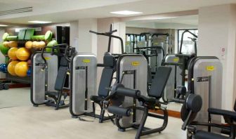 Fitness center with machines at the Hilton Dublin Airport.