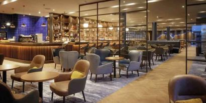 Elegant dining area perfect for co-working at the Hilton Dublin Airport.