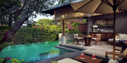 Beautiful villa with private pool at the Hilton Bali Resort.