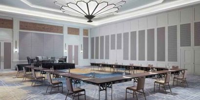 Large meeting room with u shape table at the Hilton Bali Resort.