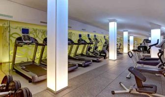 Fitness center with treadmills at the Hilton Garden Inn Frankfurt Airport.