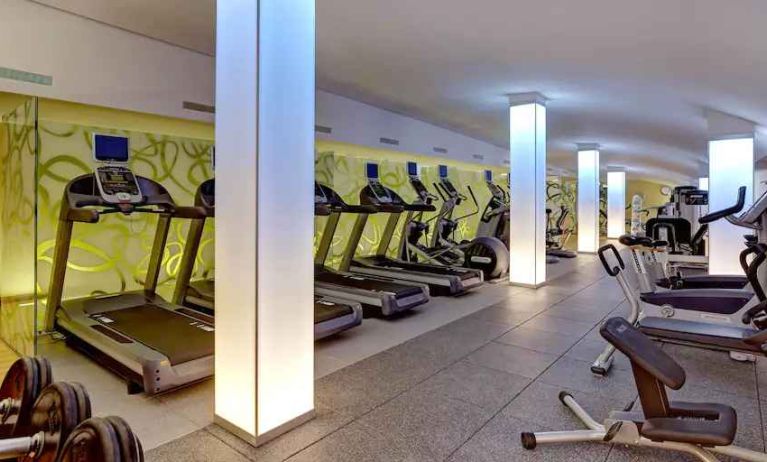 Fitness center with treadmills at the Hilton Garden Inn Frankfurt Airport.