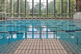 Indoor pool at the Hilton Frankfurt City Centre.