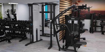 Fitness center at the DoubleTree by Hilton Frankfurt Niederrad.