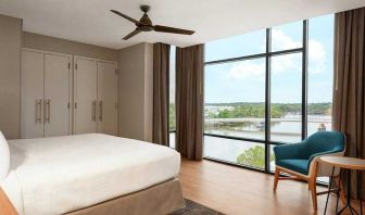 beautiful king room with water views at Homewood Suites by Hilton Wilmington Downtown.