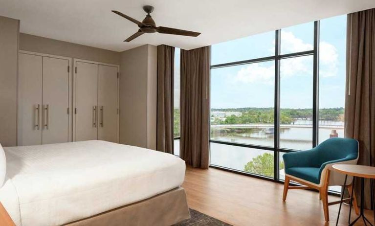 beautiful king room with water views at Homewood Suites by Hilton Wilmington Downtown.