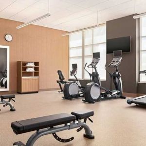 well equipped fitness center at Homewood Suites by Hilton Wilmington Downtown.