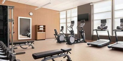 well equipped fitness center at Homewood Suites by Hilton Wilmington Downtown.