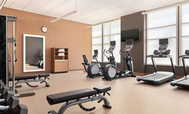 well equipped fitness center at Homewood Suites by Hilton Wilmington Downtown.