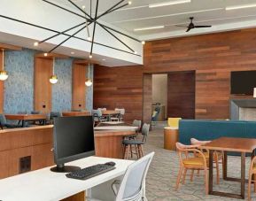 dedicated work station and business center with PC, work desk, internet, and printers at Homewood Suites by Hilton Wilmington Downtown.