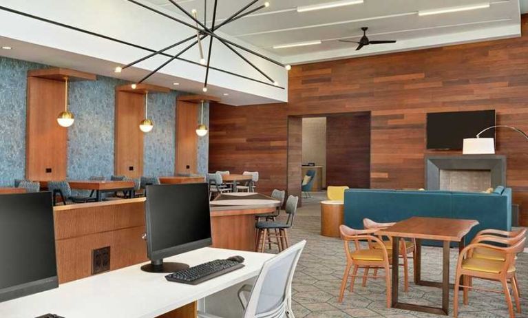 dedicated work station and business center with PC, work desk, internet, and printers at Homewood Suites by Hilton Wilmington Downtown.