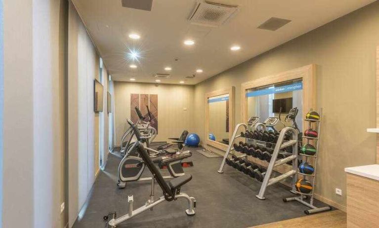 Small fitness center at the Hampton by Hilton Frankfurt Airport.