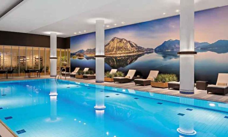 Relaxing indoor pool at the Hilton Munich Airport.