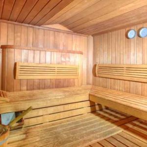 Relaxing sauna at the spa of the Hilton Strasbourg.