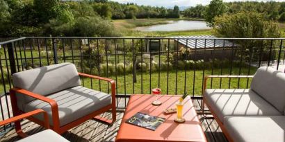 Beautiful outdoor terrace at the DoubleTree by Hilton Lyon Eurexpo.