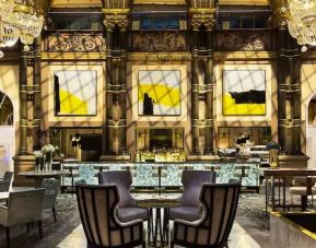Elegant lobby workspace at the Hilton Paris Opera.