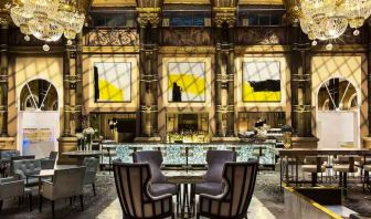 Elegant lobby workspace at the Hilton Paris Opera.