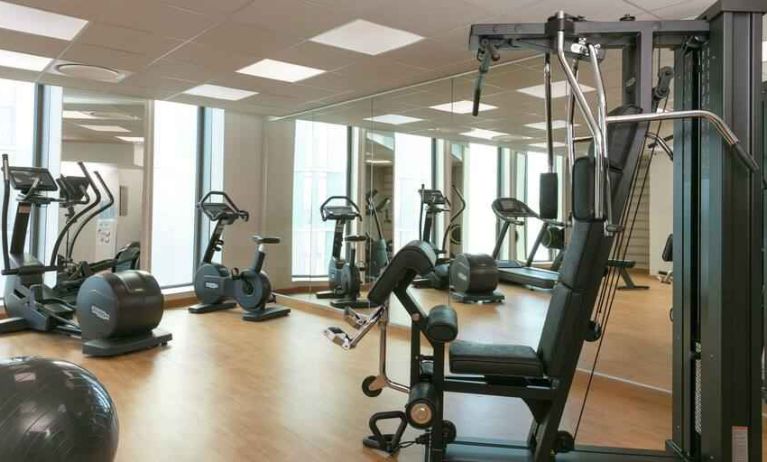 Fully equipped fitness center at the Hilton Garden Inn Bordeaux Centre.