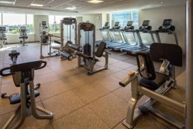 Fully equipped fitness center at the Hilton Dallas Plano Granite Park.