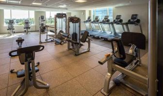 Fully equipped fitness center at the Hilton Dallas Plano Granite Park.