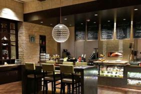 Dining area perfect for co-working at the Hilton Dallas Plano Granite Park.