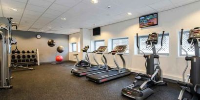 Fully equipped fitness center at the Hampton by Hilton Amsterdam Arena Boulevard.